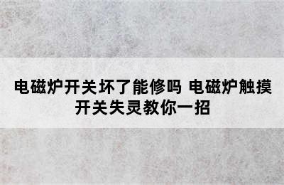 电磁炉开关坏了能修吗 电磁炉触摸开关失灵教你一招